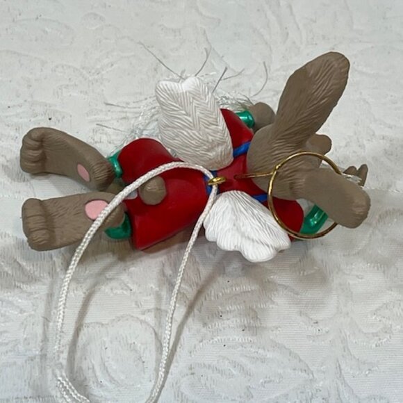 VTG 1994 Hallmark Keepsake Flying "Angel Hare" w/Brass Halo Christmas Ornament - Picture 10 of 14